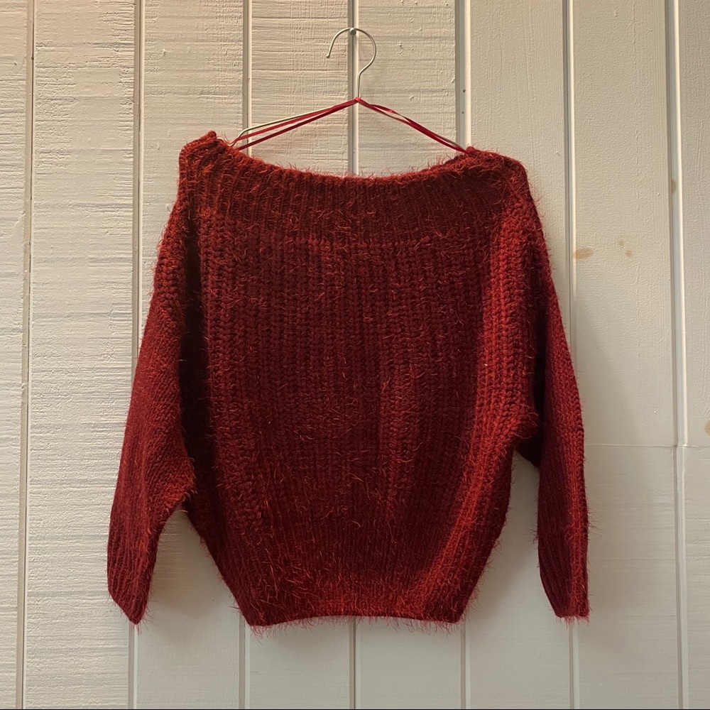 fuzziest off-shoulder knit 🌹